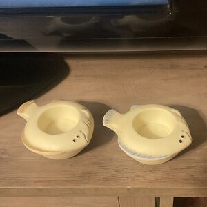 Set of 2 ceramic tea lite fish holders from partylite